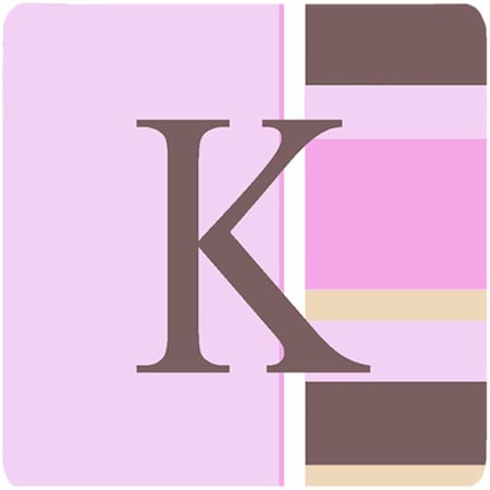 Monogram - Pink Stripes Foam Coasters Initial Letter K- Set Of 4